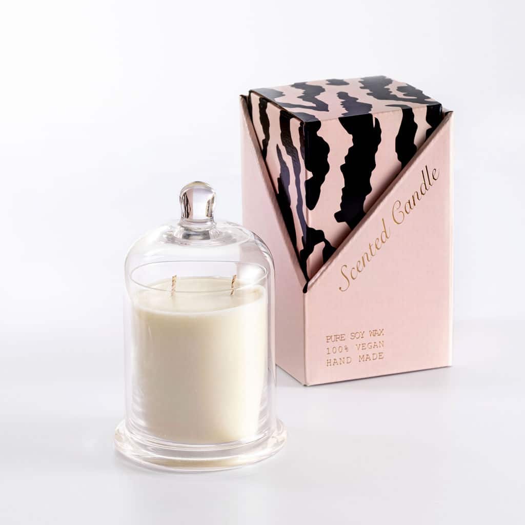 Candle in a glass jar with a cloche lid - Zebra model