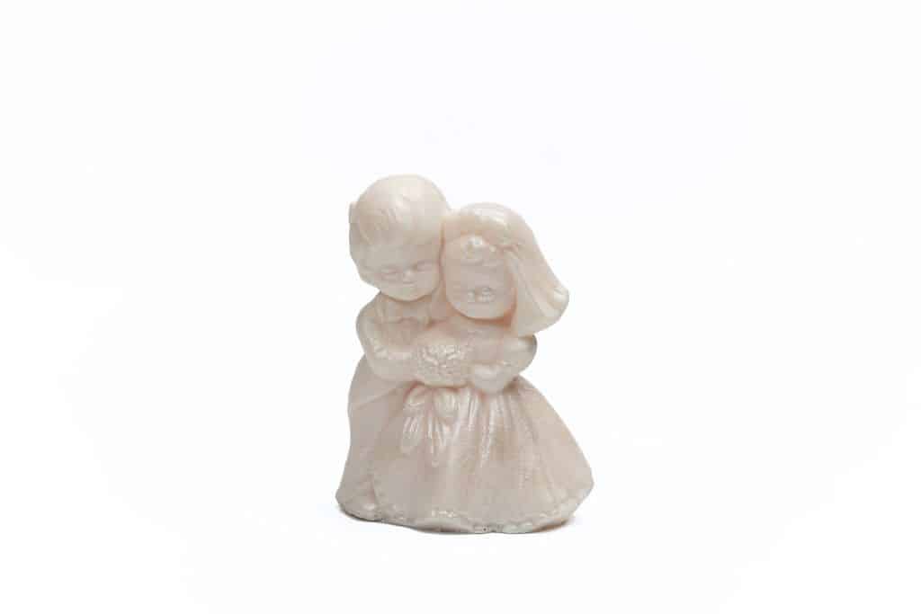 Bride and groom stand