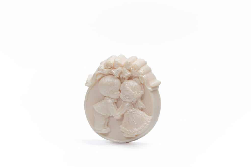Groom bride bells round soap