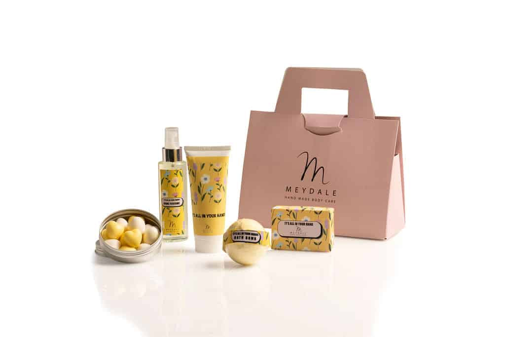 Celebratory Floral Arrangement - Yellow, packed in a gift box