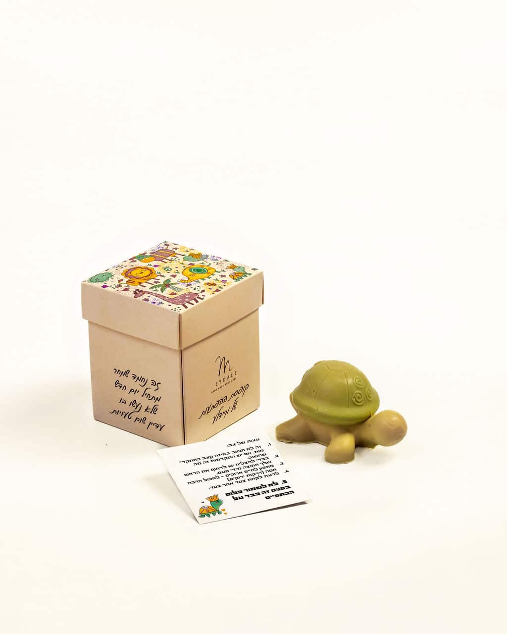 Surprise box with a turtle soap and life advice card
