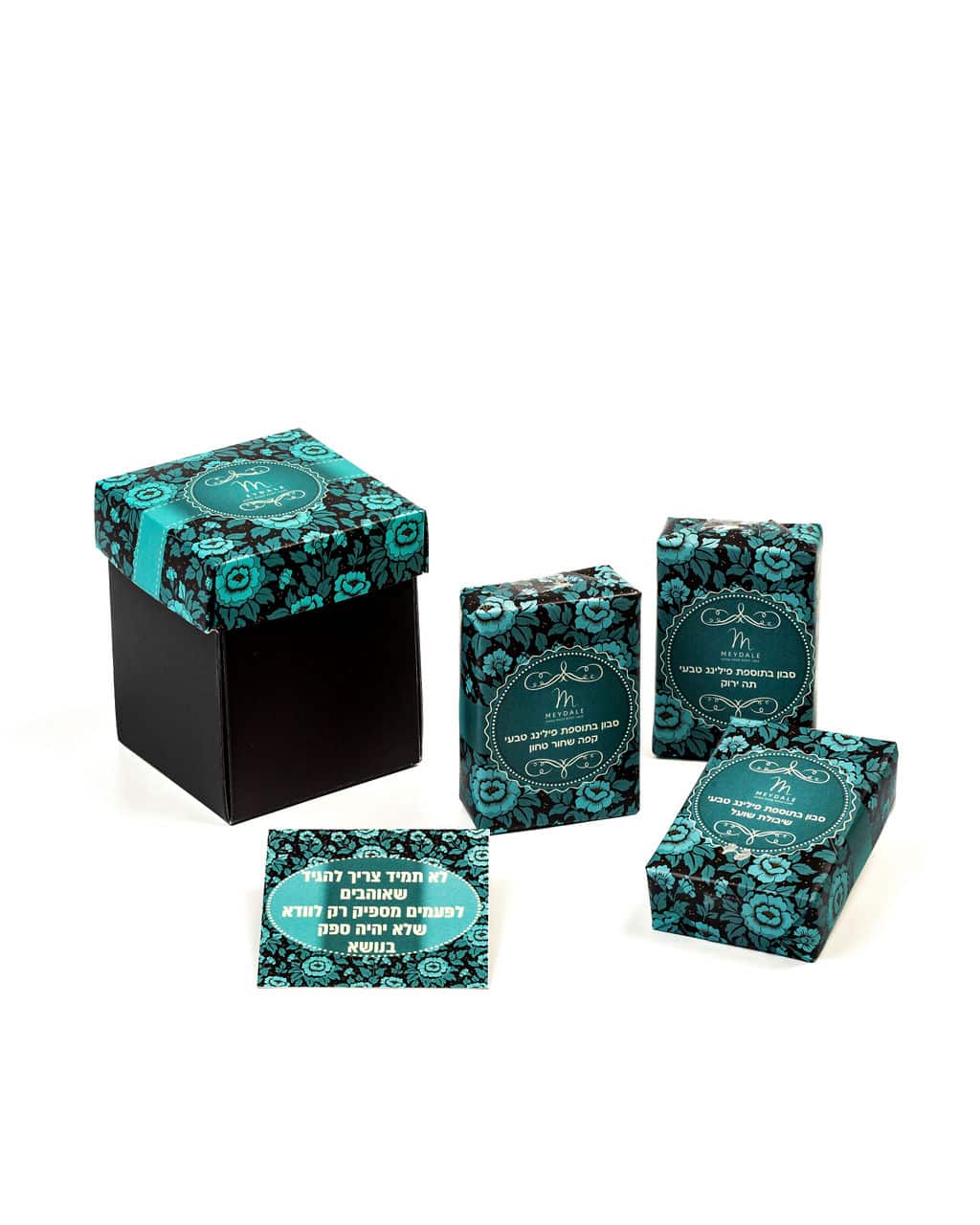 3 natural exfoliating soap bars in a surprise box
