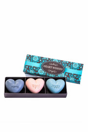 Heart-shaped Soap Set - "Words from the Heart" - Blue and Brown Floral Design