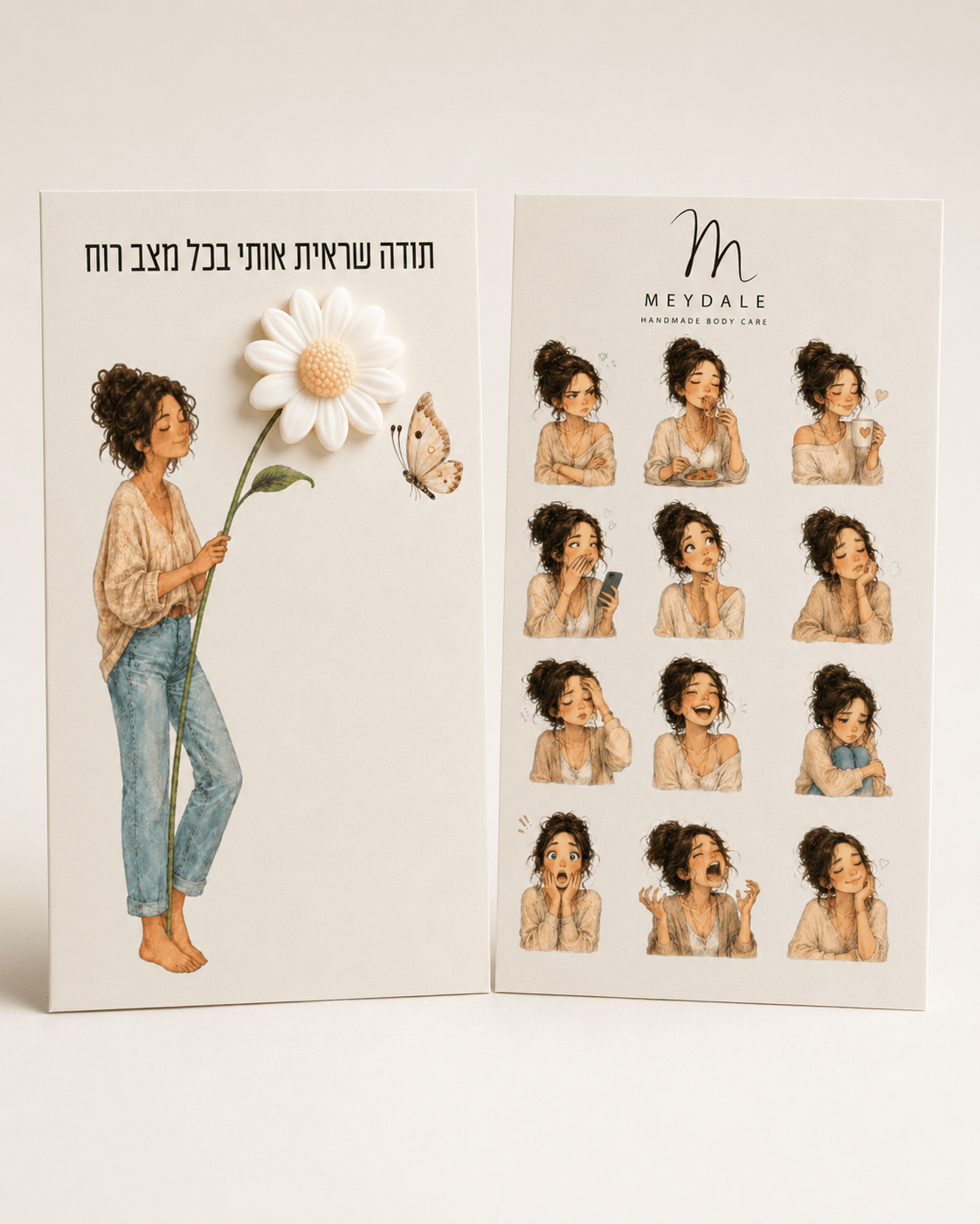 מארז 10 כרטיסים מתנה עם סבון – תודה שראית אותי בכל מצב רוח – חברה